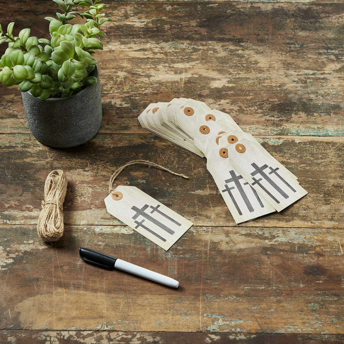 Patriotic Primitive Star Paper Tags - Set Of 50 Tea Stained Tags With Twine