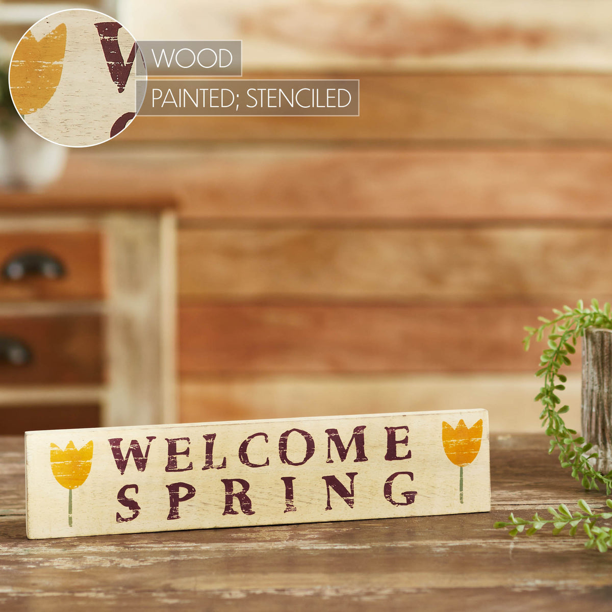 Rustic Welcome Spring Signs Welcome Spring Wooden Sign 3x14 – Pine Valley Quilts