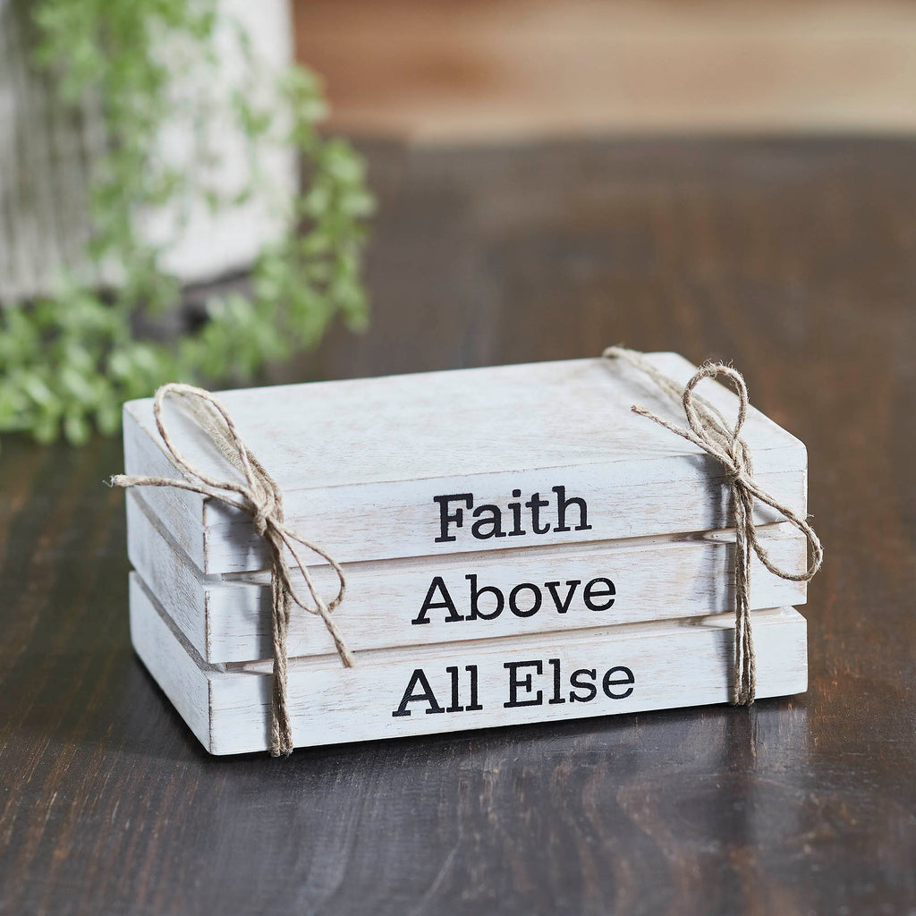 Faux Book Stack Wood