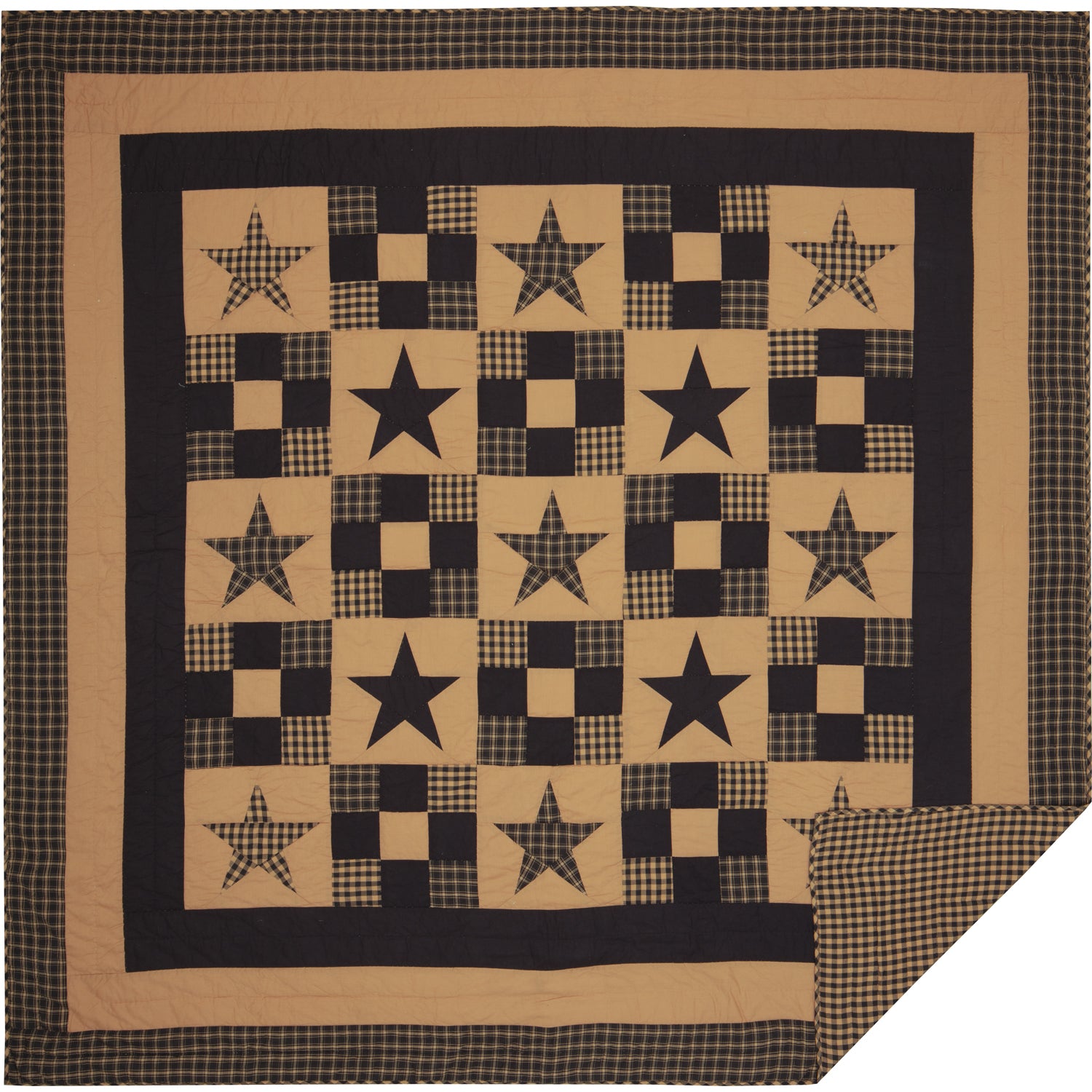 Pine Valley Quilts Star and Pip Country - Set di 2 tende in iuta con motivo Primitiva, 36 x 36 x 16 cm Pine Valley Quilts Star and Pip Country - Set di 2 tende in iuta con motivo Primitiva, 36 x 36 x 16 cm